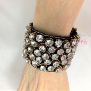 Forever 21 Rhinestone and Gold Cuff